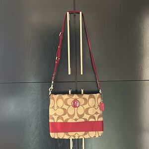 Coach Purse Red and Beige Cross Body or Over the Shoulder